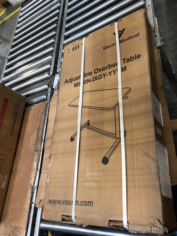Photo 1 of ** BRAND NEW NEVER BEEN OPENED** Vaunn Medical Adjustable Overbed Bedside Table With Wheels (Hospital and Home Medical Use) Walnut Brown