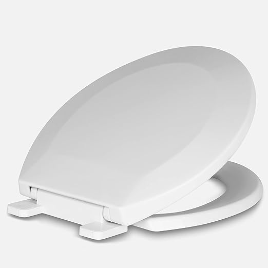 Photo 1 of **APPEARS NEW**Round Toilet Seat Slow Quiet Close Seat Cover Fit Standard Round Toilet White Toilet Seat with Metal Inserts Easy to Install, Non-slip Seat with Rubber Bumpers Provides Comfort Relieves Pressure Point White 16.5" Round