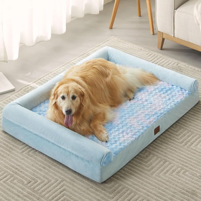 Photo 1 of **NEEDS CLEANED**BFPETHOME Large Orthopedic Bed for Large Dogs-Big Waterproof Sofa Dog Bed with Removable Washable Cover, Large Dog Bed with Waterproof Lining and Nonskid Bottom,Pet Bed for Large Dogs.  Rainbow