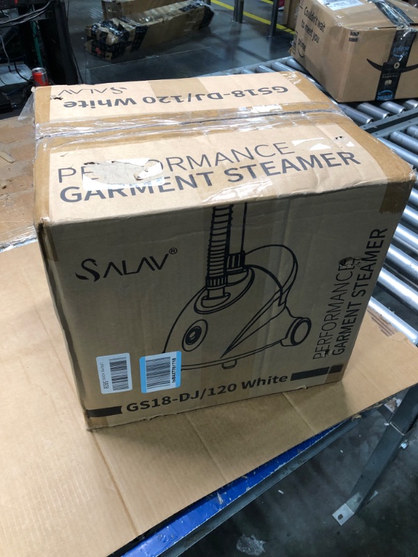 Photo 2 of **APPEARS NEW** SALAV GS18-DJ Standing Garment Steamer with Roll Wheels for Easy Movement, 1.8L Water Tank for 1 Hour Continuous Steaming, Adjustable Pole for Storage, 1500 watts White