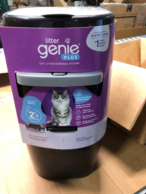 Photo 3 of **NEW NEVER OPENED**Litter Genie Plus Pail (Black) | Cat Litter Box Waste Disposal System for Odor Control | Includes 1 Square Refill Bag** EVERYTHING INSIDE OF THE CONTAINER**