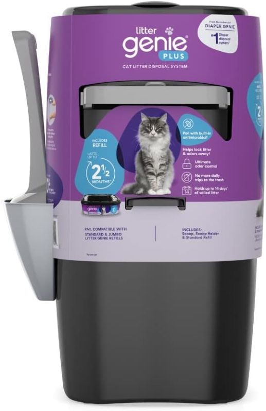 Photo 1 of **NEW NEVER OPENED**Litter Genie Plus Pail (Black) | Cat Litter Box Waste Disposal System for Odor Control | Includes 1 Square Refill Bag** EVERYTHING INSIDE OF THE CONTAINER**