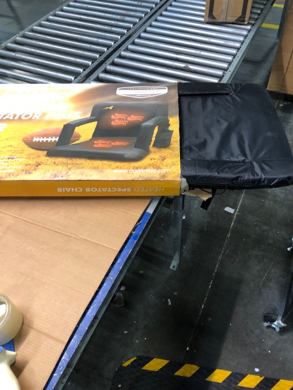 Photo 3 of **APPEARS NEW** Heated Stadium Seats for Bleachers with Back Support – USB Battery Included - Upgraded 3 Levels of Heat - Foldable Chair - Cushioned, 4 Pockets for Snacks, Cup Holder - for Camping, Games & Sports