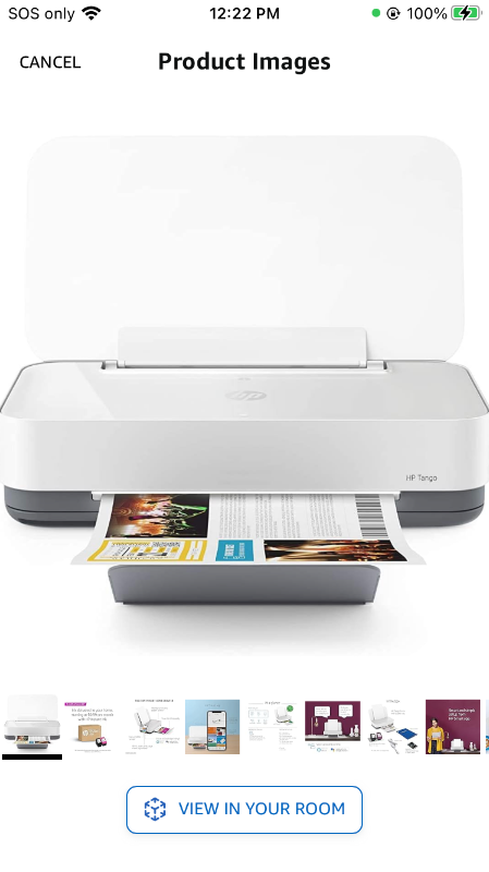 Photo 1 of **APPEARS NEW**HP Tango Smart Wireless Printer – Mobile Remote Print, Scan, Copy, HP Instant Ink, Works with Alexa(2RY54A),White