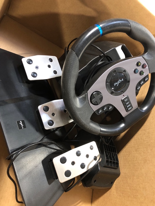 Photo 3 of **MISSING PARTS** 
PXN Racing Wheel - Steering Wheel V9 Driving Wheel 270°/ 900° Degree Vibration Gaming Steering Wheel with Shifter and Pedal for PS4,PC,PS3,Xbox Series X|S, Xbox One(V9)  ***CAN BE USED FOR PARTS ONLY ***** 
