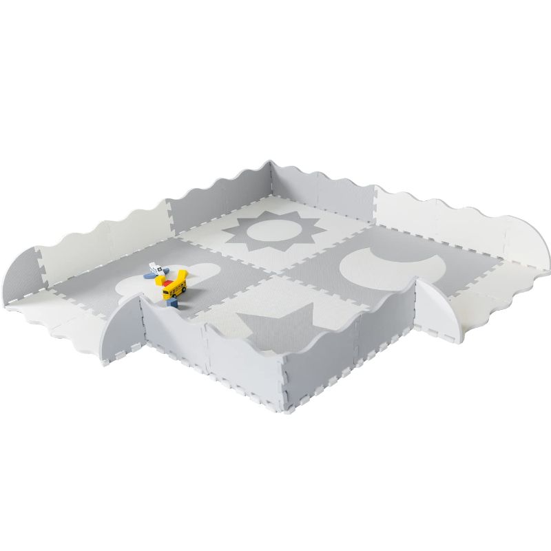 Photo 1 of Baby Play Mat Tiles - 61"x61" Extra Large, Grey & White Interlocking, Non-Toxic Foam, Safe for Infants & Toddlers
