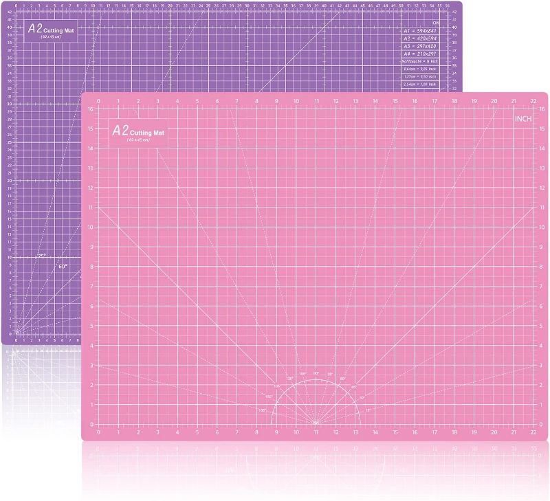 Photo 1 of HEADLEY TOOLS 18"x24" Thickened Self Healing Cutting Mat, A2 Rotary Cutting Sewing Mat for Crafts, Double Sided 5-Ply Table Cutting Board for Fabric Quilting Patchwork Arts Hobby Project, Pink/Purple
