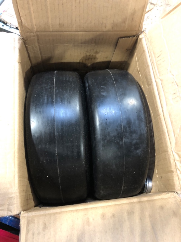 Photo 2 of 2 PCS 13x5.00-6 Flat Free Tire and Wheel with 1/2" & 3/4" & 5/8" Precision Bearings, 13x5x6 Lawn Mower Tires with 3.25"-6.85" Centered Hub, 13x5.00-6 tire for Riding Lawn Mower Garden Tractor
