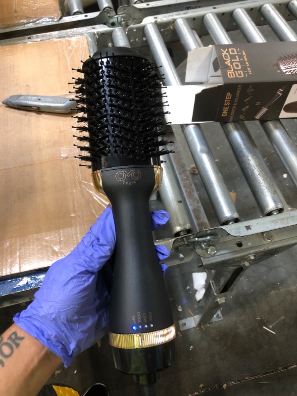 Photo 3 of  Hair Dryer Brush Blow Dryer Brush in One, Hot Tools Blow Dryer Brush for Women, One Step Blowout Brush with a Display Screen, Oval Ceramic Barrel,Negative Ion, Black and Gold
