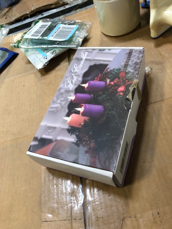 Photo 1 of FREEPOWER Flameless Advent Candles - Set of 4 Battery Operated LED Pillar Candles (3 Purple, 1 Pink) with Remote Control and Timer - ? 2" x H 4" - Ideal for Seasonal and Christmas Celebrations 1 pink and 3 purple candles