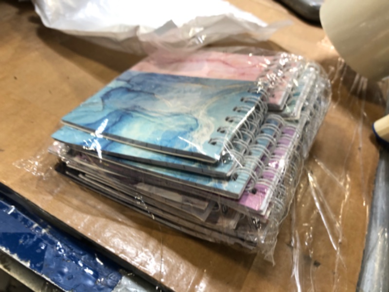 Photo 3 of 24 Pieces Marble Mini Spiral Notebook Cute Aesthetic Spiral Notebook Blue Pink Gold Marble College Ruled Notebook Party Favors Journal Small Memo Note Pad Bulk for College Office School Supplies