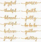 Photo 1 of 12 Pieces Christmas Word Cutout Wood Cutout Joyful Merry Thankful Grateful Blessed Peace Gather Word Sign Christmas Plate Cutout Rustic Christmas Signs for Home Table Plate Decoration, Vivid Style Wood Color Vivid Style