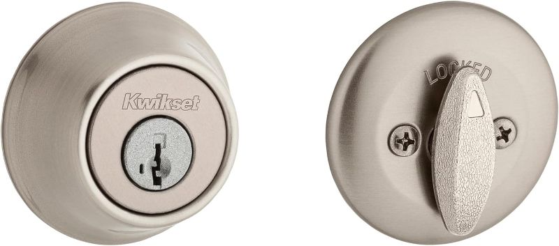 Photo 1 of **NO KEY//SOLD AS PARTS** Kwikset 660 Single Cylinder Deadbolt with SmartKey Security, Satin Nickel Finish Satin Nickel With SmartKey Traditional