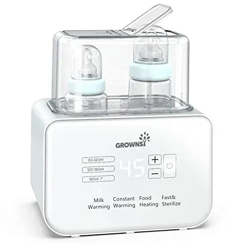 Photo 1 of Baby Bottle Warmer, Grownsy 10-in-1 Fast Bottle Warmer Accurate Temp Control, with LCD Display, Timer, Defrost, Sterili-zing, Keep 24H, Double Bottle Warmer for Breastmilk& Formula, Heat Baby Food