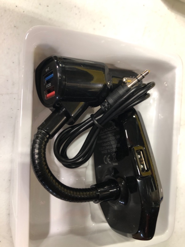Photo 1 of Bluetooth FM Transmitter in-Car Wireless Radio Adapter Kit W 1.8" Color Display Hands-Free Call AUX in/Out SD/TF Card USB Charger QC3.0 for All Smartphones Audio Players - RM100 Black Large Port-USB A Black