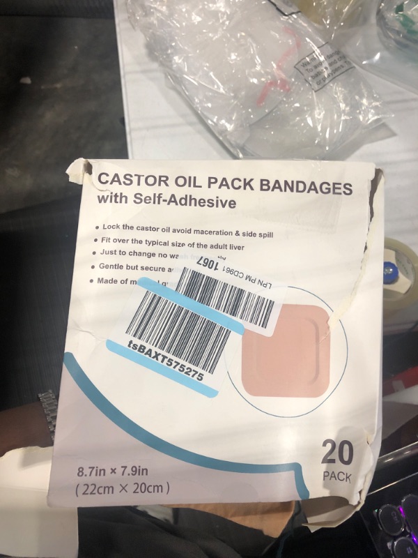 Photo 1 of 20Pcs Castor Oil Pack Wrap, Castor Oil Packs for Liver Detox, Highly Absorbent 8.7"*7.9" Self-Adhesive Castor Oil Wrap Organic Cotton, No Wash, Easy to Use, Anti-Seepage(Oil Not Included) 20 Count (Pack of 1)