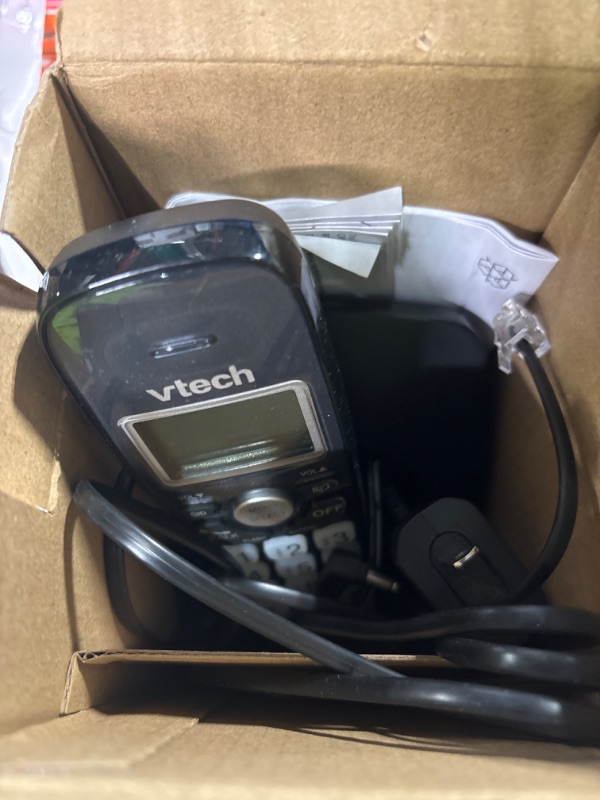 Photo 3 of VTech VG101-11 DECT 6.0 Cordless Phone for Home, Blue-White Backlit Display, Backlit Big Buttons, Full Duplex Speakerphone, Caller ID/Call Waiting, Easy Wall Mount, Reliable 1000 ft Range (Black) Caller ID Black