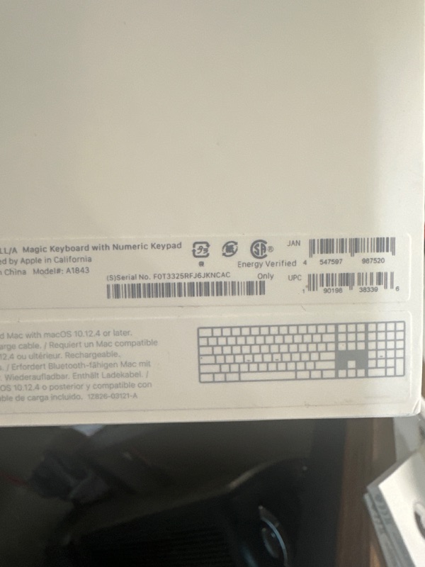 Photo 5 of Apple Magic Keyboard with Numeric Keypad (Wireless, Rechargable) - US English - Silver White US English