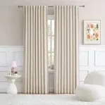 Photo 1 of 100% Blackout Curtains 108 Inches Long,Linen Blackout Curtains 108 Inch Length 2 Panels Set,Thermal Insulated Full Light Blackout Curtains for Bedroom/Living Room,50" W x 108" L 2 Panels,Natural Flax Natural Flax 50''W x 108''L