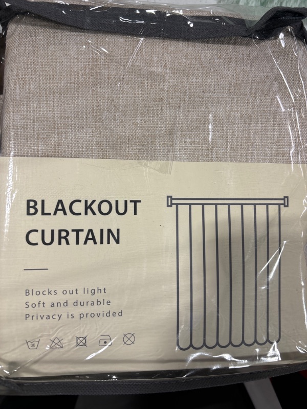 Photo 1 of 100% Blackout Curtains 108 Inches Long,Linen Blackout Curtains 108 Inch Length 2 Panels Set,Thermal Insulated Full Light Blackout Curtains for Bedroom/Living Room,50" W x 108" L 2 Panels,Oatmeal Oatmeal 50''W x 108''L