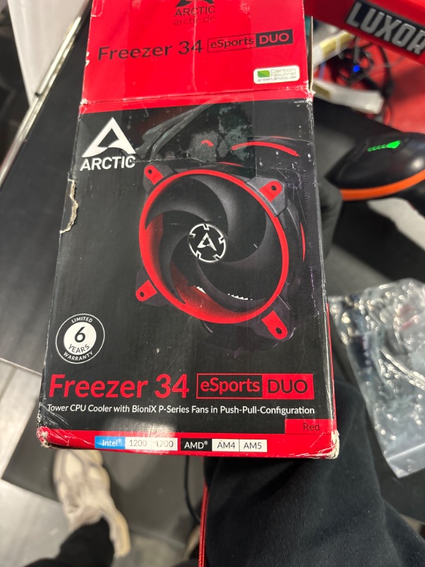 Photo 2 of ARCTIC Freezer 34 Esports Duo - Tower CPU Fan with BioniX P-Series case Fan in Push-Pull, 120 mm PWM CPU Air Cooler, for Intel and AMD Socket, LGA1700 Compatible - Red Freezer 34 eSports DUO Red