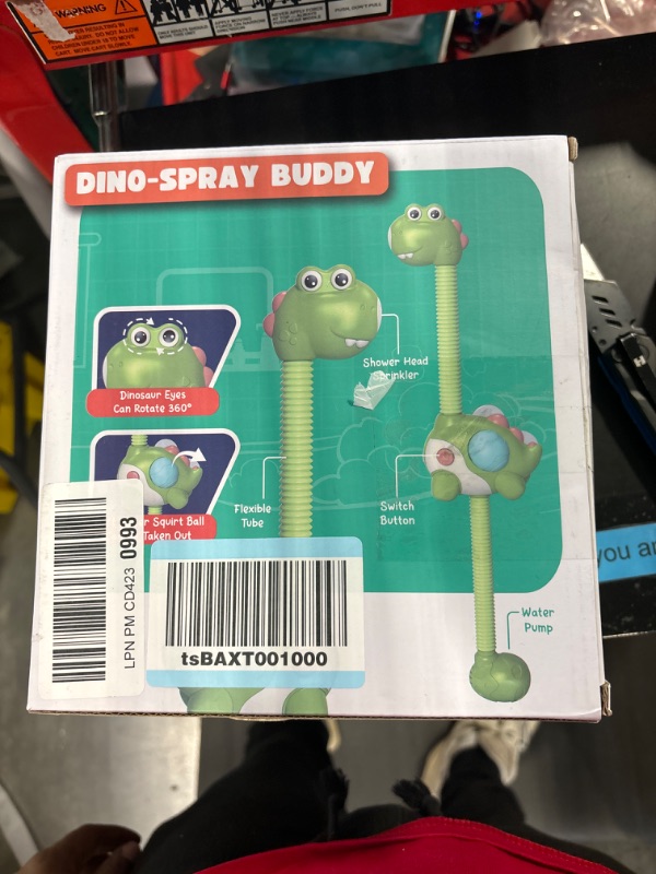 Photo 1 of Baby Bath Toy Electric Dinosaur Shower Head, Kids Water Spray Bathtub Toys, Dino Sprinkler Head Sprayer with 3 Strong Suction Cups for Toddlers