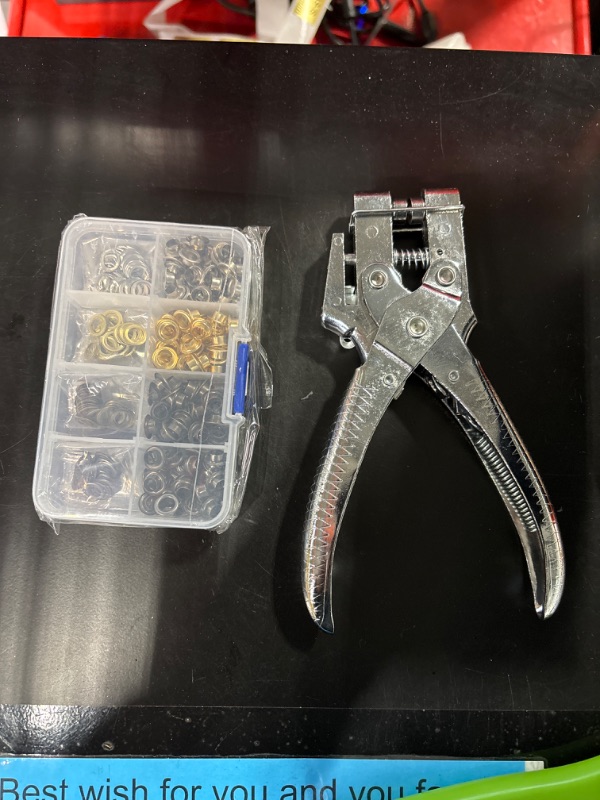 Photo 1 of 3/16 Inch Grommet Tool Kit Grommet Eyelet Plier Set Eyelet Hole Punch Pliers Grommet Hand Press Pliers with 200 Pieces of Grommets Eyelets for Shoes Clothes Bags Craft Supplies