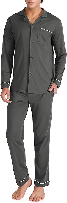 Photo 1 of DAVID ARCHY XL Men's Cotton Sleepwear Button-Down Pajamas Set