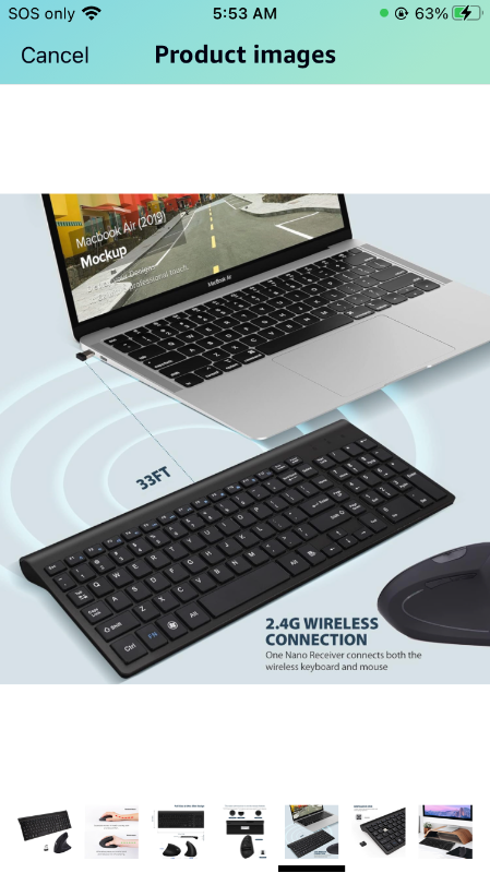 Photo 1 of 2.4GHz Wireless Vertical Ergonomic Mouse and Keyboard Combo Ultra-Thin Portable Size for PC Desktop Computer Laptop Mac Tablet