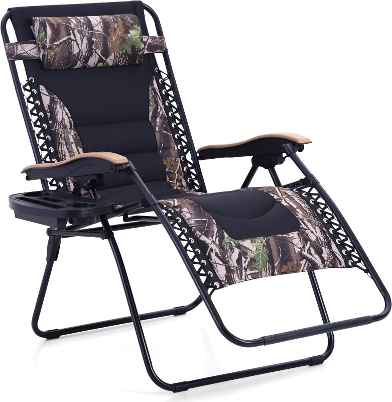 Photo 1 of  Camo and Black Sophia & William Oversize Zero Gravity Chair, Padded Recliner with Free Cup Holder, Supports 400 LBS 1 Pack 