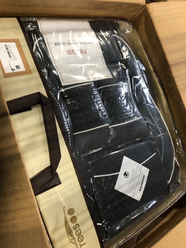 Photo 3 of FREESOO Car Seat Covers Full Set, Leather Seat Cover Breathable Automotive Cushion Accessories with Lumbar Support Universal Fit 5 Passenger Vehicle (Black White 9) Full Set A-Black White 9