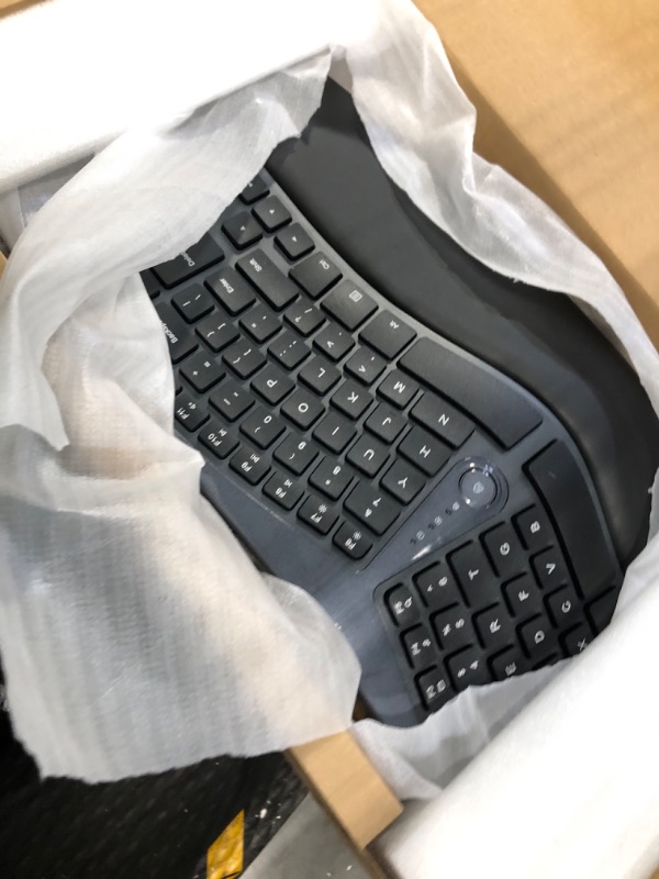 Photo 3 of DeLUX Wired Ergonomic Split Keyboard with Wrist Rest, [Standard Ergo] Keyboard Series with 2 USB Passthrough, Natural Typing Reducing Hand Pressure, 107 Keys for Windows and Mac OS (GM901U-Black)