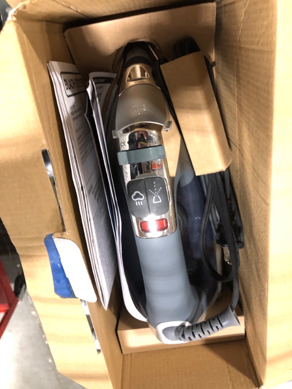 Photo 1 of **NON FUNCTIONING/SOLD AS PARTS** BLACK+DECKER Allure Professional Steam Iron, Comfort Grip, Stainless Steel Soleplate, Gray/Blue, D3030 Allure Professional Iron