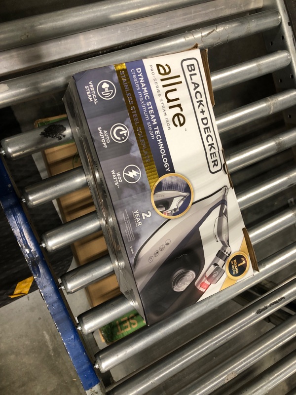 Photo 1 of **NON FUNCTIONING/SOLD AS PARTS** BLACK+DECKER Allure Professional Steam Iron, Comfort Grip, Stainless Steel Soleplate, Gray/Blue, D3030 Allure Professional Iron