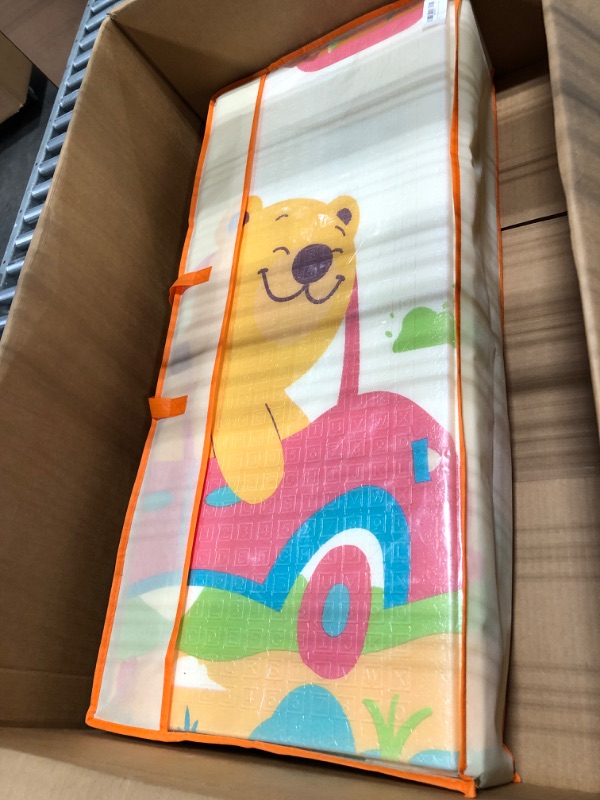 Photo 3 of Gentle Monster Play Mat for Baby, Foldable Reversible XL 0.6 inch Thick Crawing Mat for Kids, Waterproof Portable Foam Playmat for Toddlers on Floor (Bear & Rabbit Print),77" x 70"x 0.6" Orange / Pink