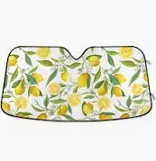 Photo 1 of Car Windshield Sunshade Lemon Flowers Pattern, Blocks Sun Visor Protector Foldable Sun Shield Keep Your Vehicle Cool, Fits Windshields of Most Sizes