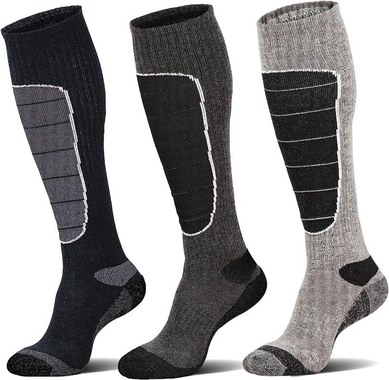 Photo 1 of Hylaea Merino Wool Ski Socks, Cold Weather Socks for Snowboarding, Snow, Winter, Thermal Knee-high Warm Socks, Hunting Large