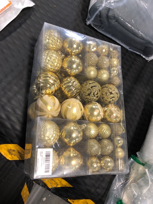 Photo 2 of 100PCS Christmas Tree Balls Ornaments, Gold Christmas Ball Ornaments for Christmas Tree, Shatterproof Hanging Christmas Tree Decorations