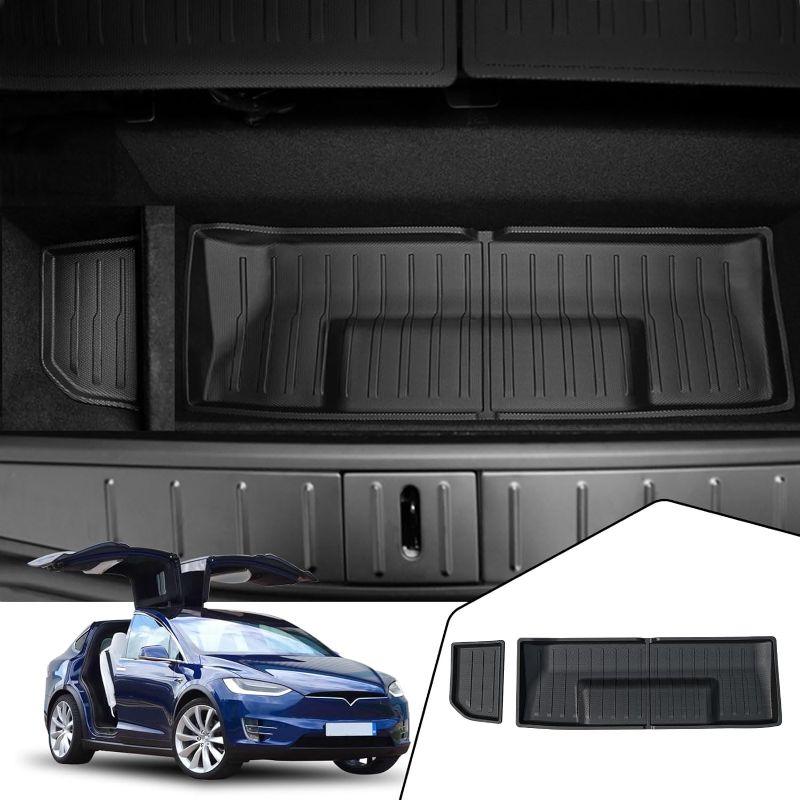 Photo 1 of BEEGROW Trunk Lower Mat for 2022-2024 Tesla Model X 6/7-seater, Cargo Storage Organizer All-Weather Protection for Tesla Model X Accessories 2023, Interior Protector 6/7seats Rear Trunk Lower Storage Mat