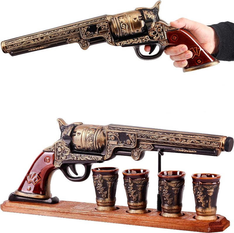 Photo 1 of Decanter Set 600ml 6 Shot Glasses for Alcohol Whiskey Vodka Tequila Liquor Brendy Cognac Scotch Wine Gin – Unusual Ceramic Bottle Flask - Alcohol Tools - Unique Alcohol Related Gift for Men