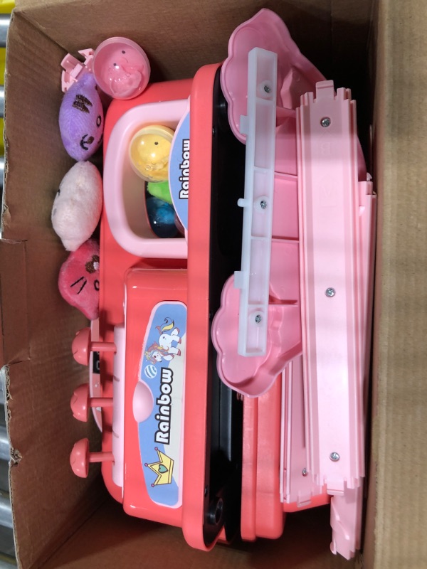Photo 1 of Claw Machine for Kids, Mini Vending Machines Arcade Candy Capsule Claw Game Prizes Toy, Electronic Small Pink Toys for Home , Adjustable Sounds and Music, Gifts for Adults Girls Boys 10.8 x 9.44 x 12.59 inch claw machine with dolls and capsule toys