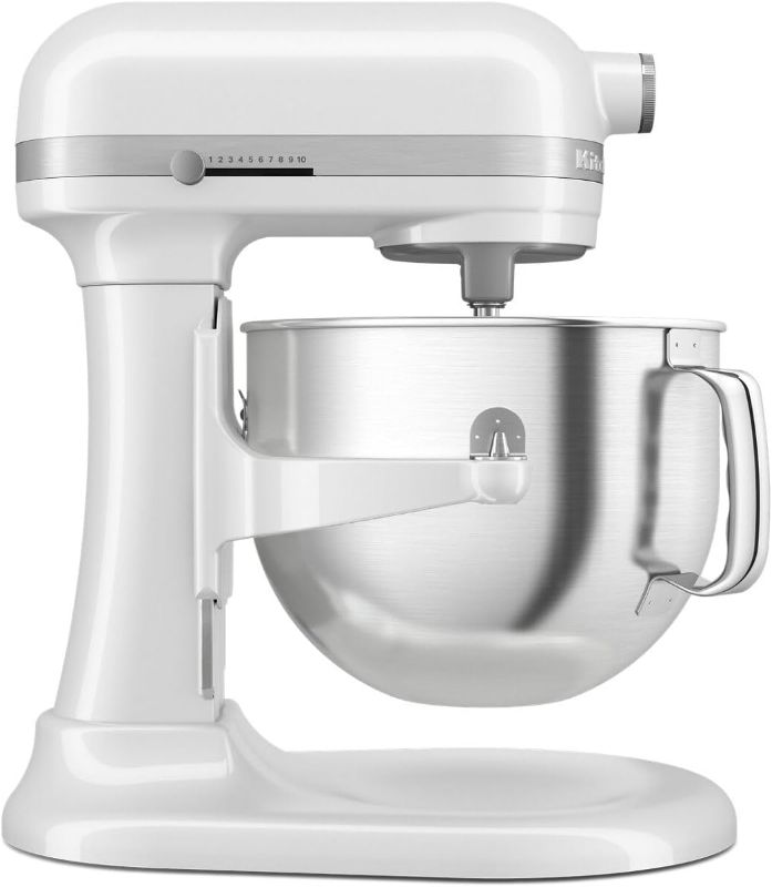 Photo 1 of KitchenAid 7 Quart Bowl-Lift Stand Mixer in White and Stainless Steel

