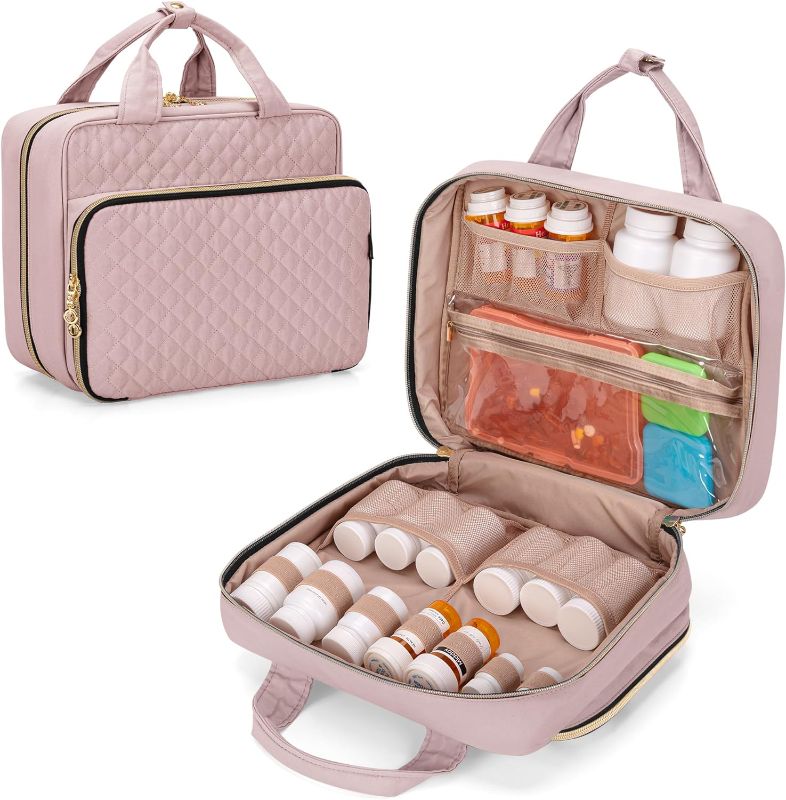 Photo 1 of Damero Pill Bottle Organizer Bag, Travel Medicine Bag Organizer, Medicine Organizer and Storage for Pills, Vitamin, Fish Oil, Medical Supplements for Women and Men, Misty Rose
