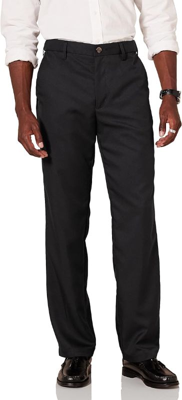 Photo 1 of Amazon Essentials Men's Classic-Fit Expandable-Waist Flat-Front Dress Pant 29W X 28L
