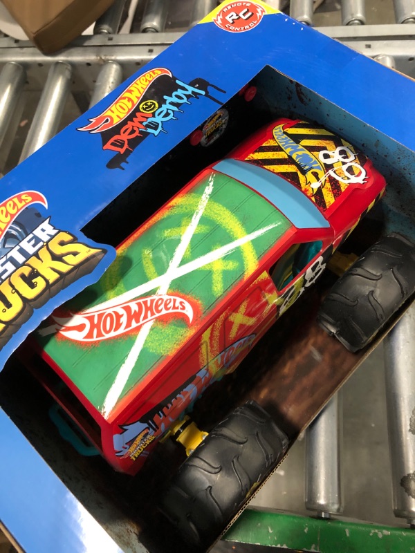 Photo 4 of ?Hot Wheels RC Monster Trucks 1:15 Scale HW Demo Derby, 1 Remote-Control Toy Truck with Terrain Action Tires, Toy for Kids 4 Years Old & Older HW DEMO DERBY RC
