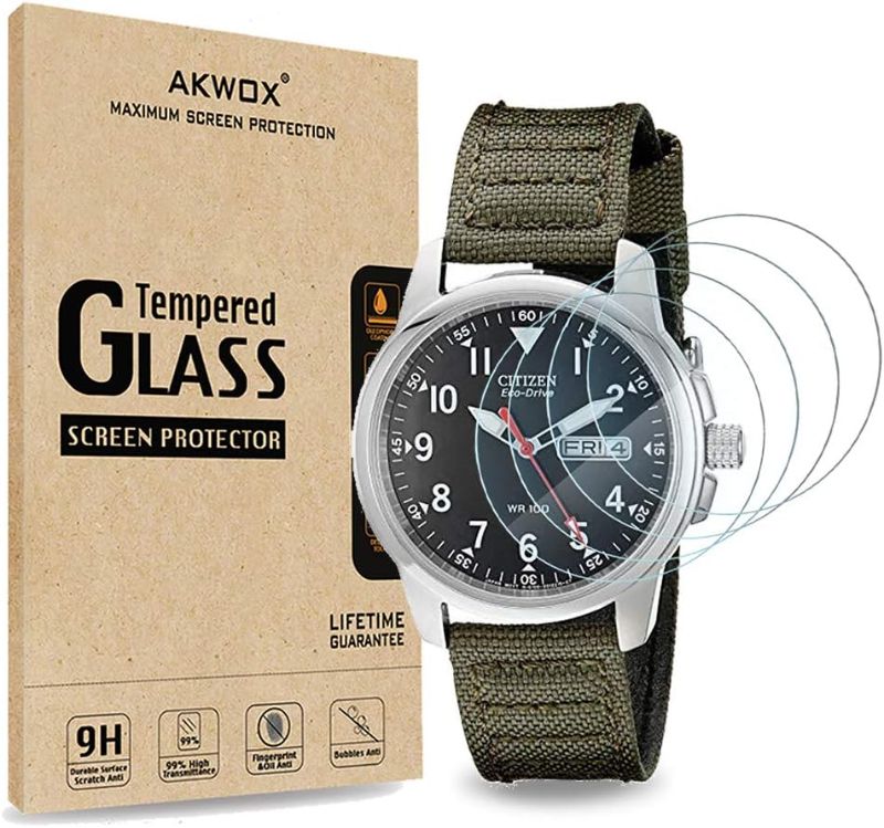 Photo 1 of (Pack of 4) Tempered Glass Screen Protector Akwox [0.3mm 2.5D High Definition 9H] Premium Clear Screen Protector for Citizen BM8180-03E