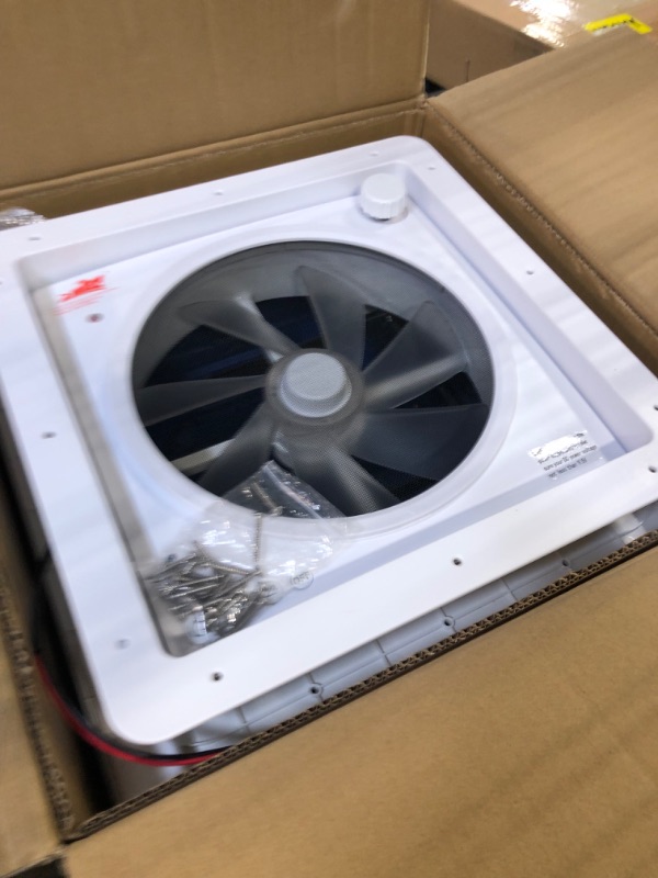 Photo 1 of 2012 Air Max 14" Vent RV Roof Vent Reversible Exhuast Fan, Ultra Low Sound RV Air Ventilation Ceiling Fan 12V Remote with Rain Sensor (voice control-Blue)