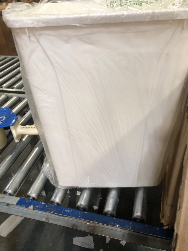 Photo 1 of 18 in. H x 14 in. W x 9 in. D Plastic 35 Qt. Replacement Pull Out Trash Can in White
