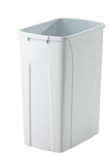 Photo 1 of 18 in. H x 14 in. W x 9 in. D Plastic 35 Qt. Replacement Pull Out Trash Can in White
