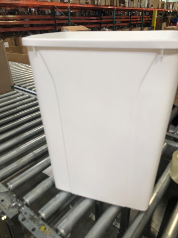 Photo 1 of 18 in. H x 14 in. W x 9 in. D Plastic 35 Qt. Replacement Pull Out Trash Can in White
